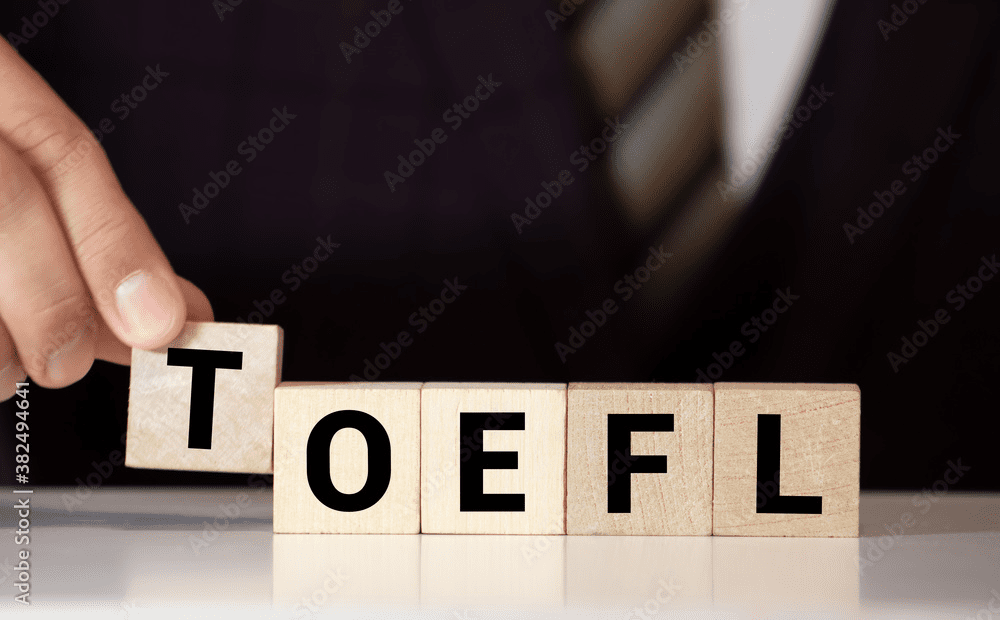 TOEFL - words from wooden blocks with letters